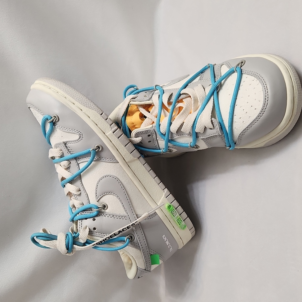 Nike Dunk Low X Off-White Lot 02 Of 50 Gray White Sneakers (M Size 8)